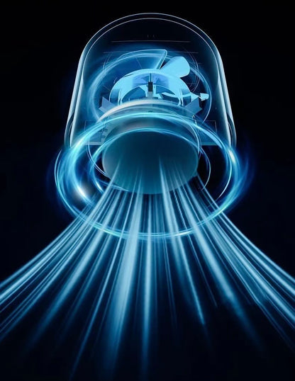 High-Speed Handheld Fan – Transparent Design, Smart Speed Control, Built-in Compressor & Multipurpose LED Torch