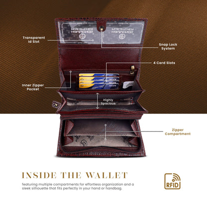 Hammonds LW5001 Premium Cow Leather Women’s Wallet | Genuine Cow Leather RFID Protected Wallet | Chic & Functional Hand Wallet | Stylish Women’s Leather Wallet - PuriLite