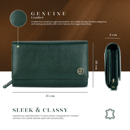 Hammonds LW5001 Premium Cow Leather Women’s Wallet | Genuine Cow Leather RFID Protected Wallet | Chic & Functional Hand Wallet | Stylish Women’s Leather Wallet - PuriLite