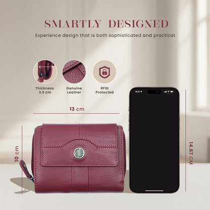 Hammonds Premium Cow Leather Women’s Wallet | Genuine Cow Leather RFID Protected Ladies Wallet | Stylish & Spacious Clutch Wallet | Secure Women’s Wallet - PuriLite