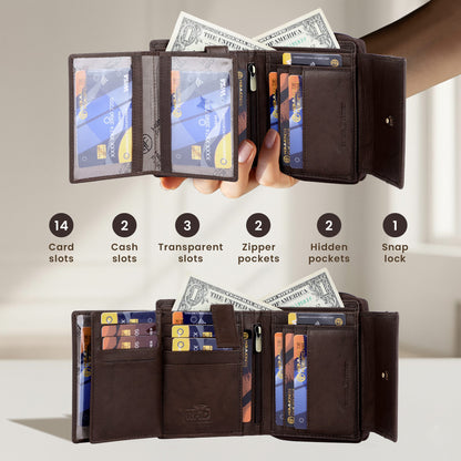 Hammonds Premium Cow Leather Women’s Wallet | Genuine Cow Leather RFID Protected Ladies Wallet | Stylish & Spacious Clutch Wallet | Secure Women’s Wallet - PuriLite