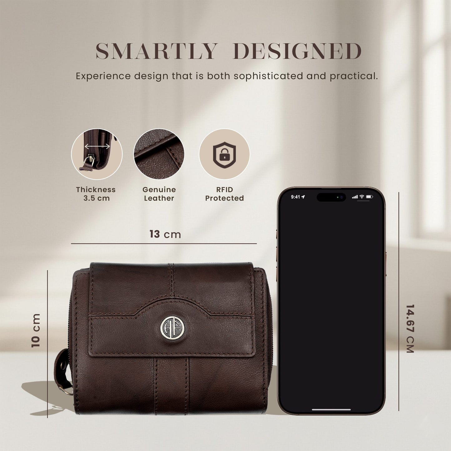 Hammonds Premium Cow Leather Women’s Wallet | Genuine Cow Leather RFID Protected Ladies Wallet | Stylish & Spacious Clutch Wallet | Secure Women’s Wallet - PuriLite