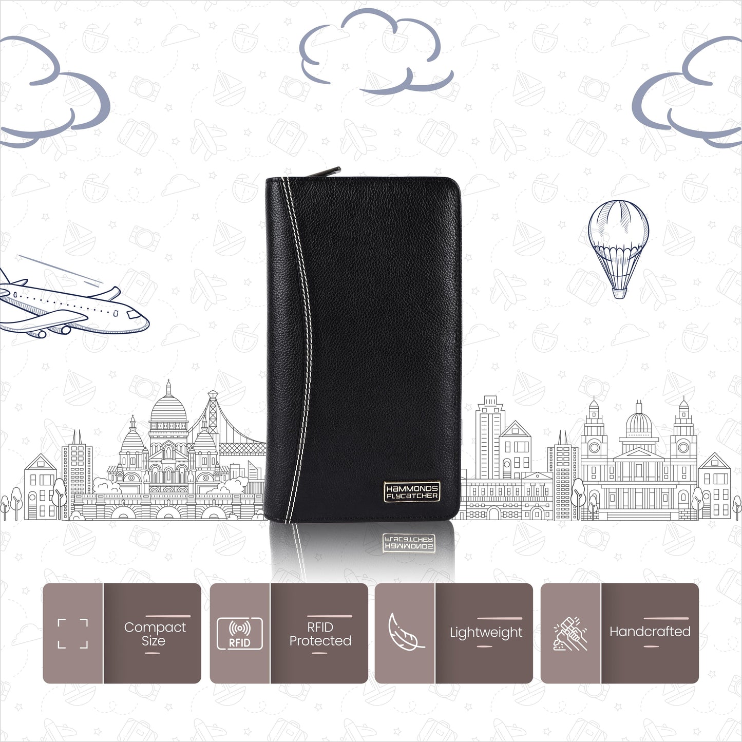 Hammonds Flycatcher Premium Cow Leather Unisex Passport Cover | Genuine Cow Leather RFID Travel Wallet | Organized Passport & Card Holder | Stylish Travel Accessory - PuriLite