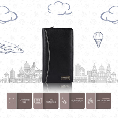 Hammonds Flycatcher Premium Cow Leather Unisex Passport Cover | Genuine Cow Leather RFID Travel Wallet | Organized Passport & Card Holder | Stylish Travel Accessory - PuriLite