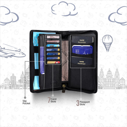 Hammonds Flycatcher Premium Cow Leather Unisex Passport Cover | Genuine Cow Leather RFID Travel Wallet | Organized Passport & Card Holder | Stylish Travel Accessory - PuriLite