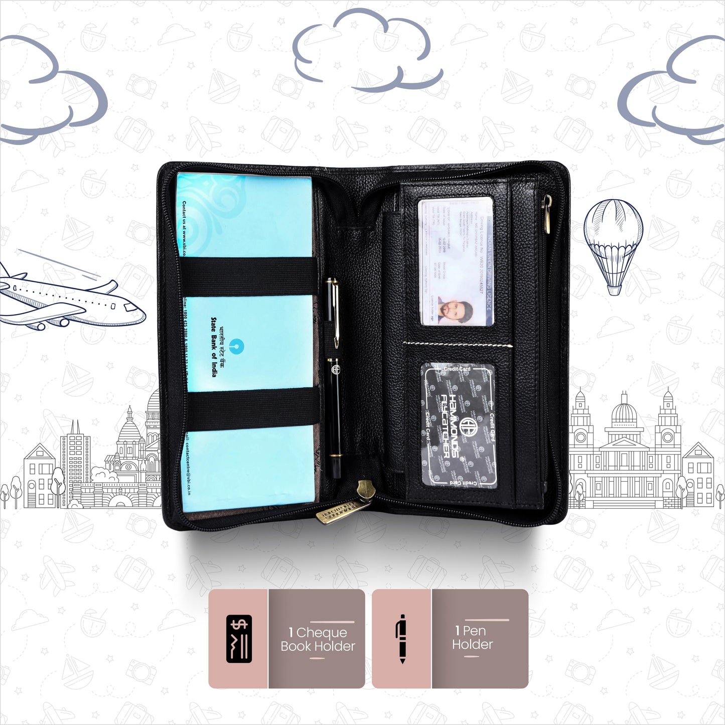 Hammonds Flycatcher Premium Cow Leather Unisex Passport Cover | Genuine Cow Leather RFID Travel Wallet | Organized Passport & Card Holder | Stylish Travel Accessory - PuriLite