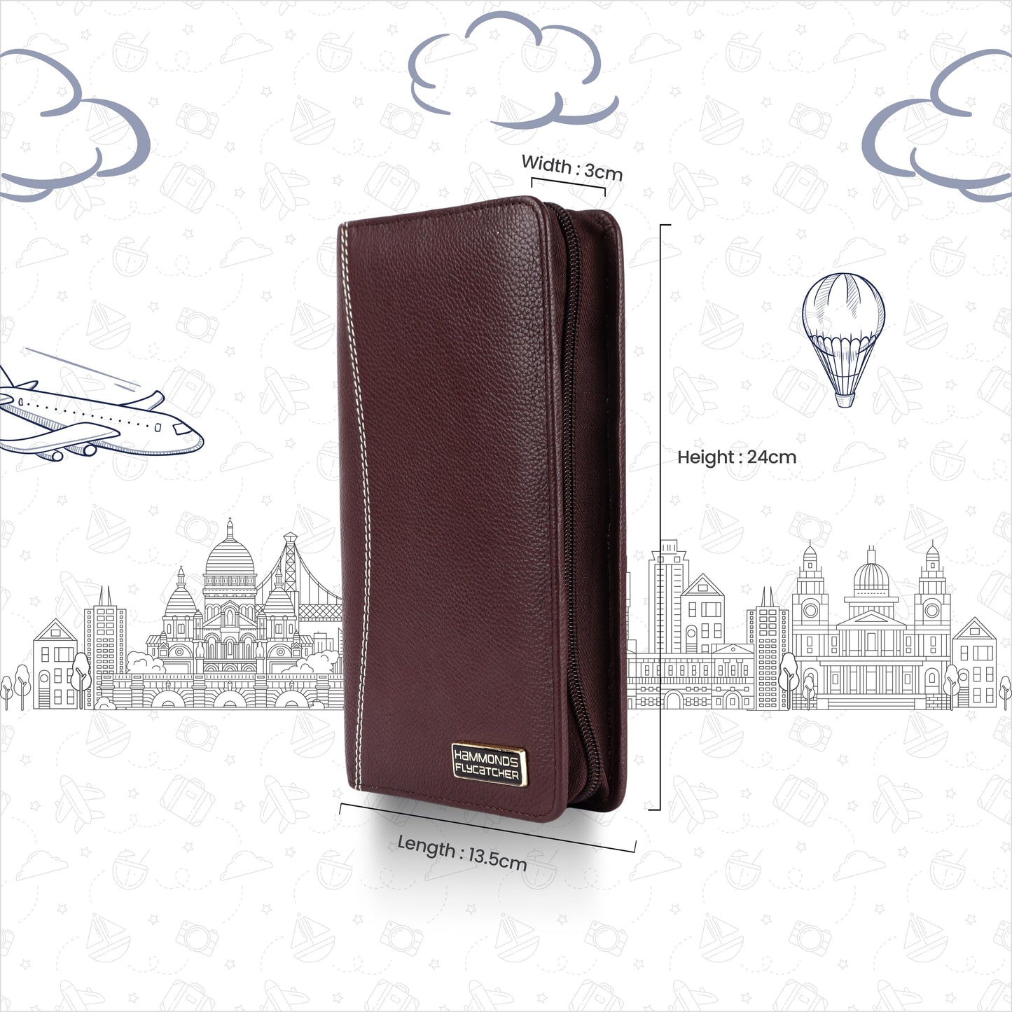 Hammonds Flycatcher Premium Cow Leather Unisex Passport Cover | Genuine Cow Leather RFID Travel Wallet | Organized Passport & Card Holder | Stylish Travel Accessory - PuriLite