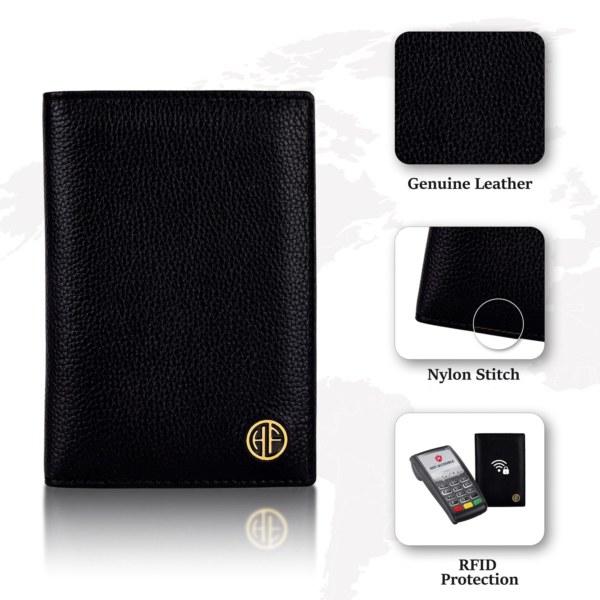 Hammonds Flycatcher Premium Cow Leather Unisex Bi-Fold Passport Holder | Genuine Cow Leather RFID Protected Travel Document Organizer | Compact & Stylish Travel Wallet - PuriLite