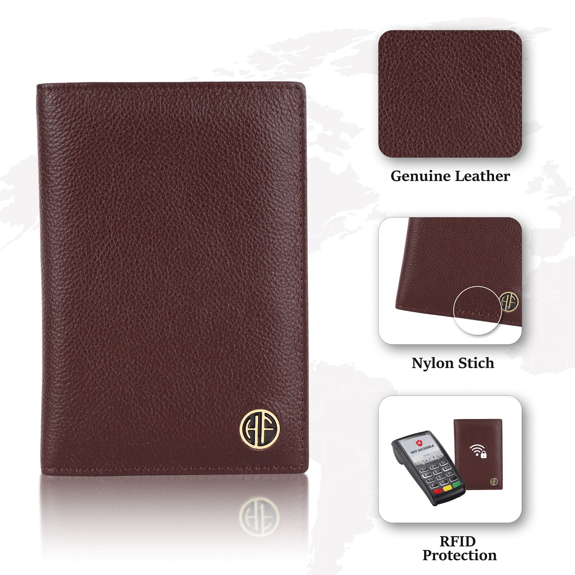 Hammonds Flycatcher Premium Cow Leather Unisex Bi-Fold Passport Holder | Genuine Cow Leather RFID Protected Travel Document Organizer | Compact & Stylish Travel Wallet - PuriLite