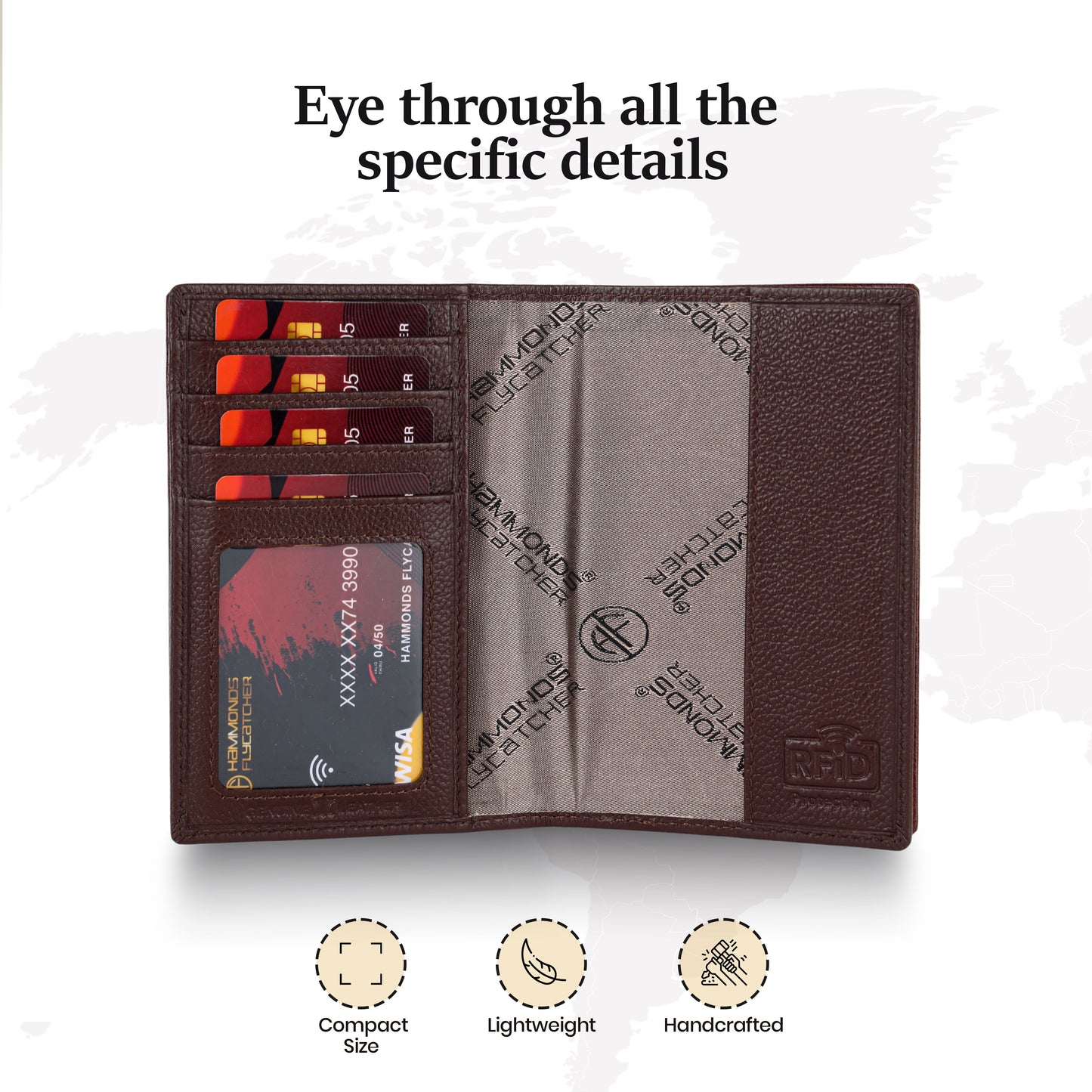 Hammonds Flycatcher Premium Cow Leather Unisex Bi-Fold Passport Holder | Genuine Cow Leather RFID Protected Travel Document Organizer | Compact & Stylish Travel Wallet - PuriLite