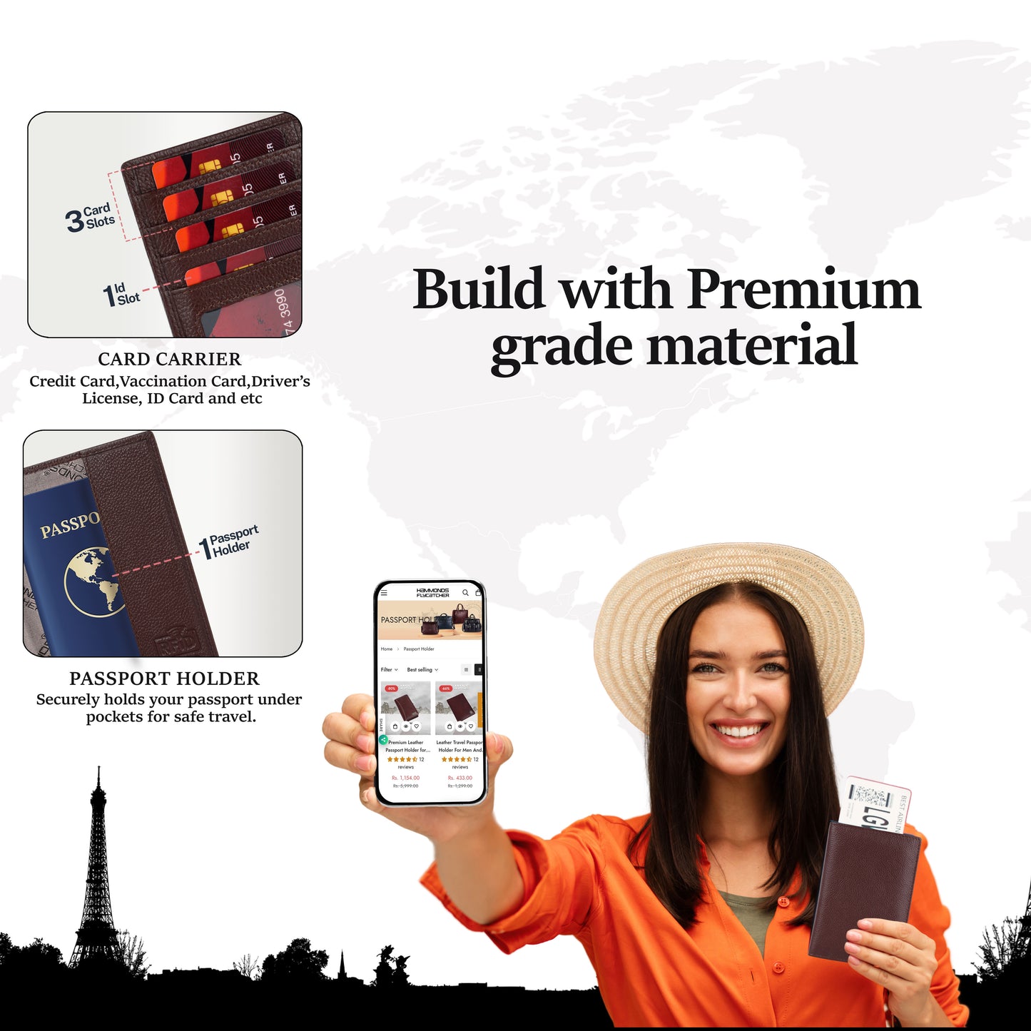 Hammonds Flycatcher Premium Cow Leather Unisex Bi-Fold Passport Holder | Genuine Cow Leather RFID Protected Travel Document Organizer | Compact & Stylish Travel Wallet - PuriLite