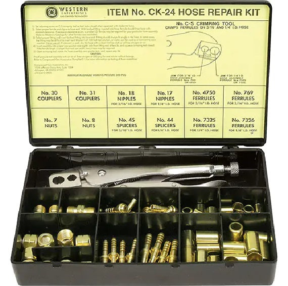 Western Enterprises CK-24 Other Hose Repair Kits, Fittings/Crimping Tool/Full Color Label/Description Chart, 0.5 Length, B-Size - PuriLite