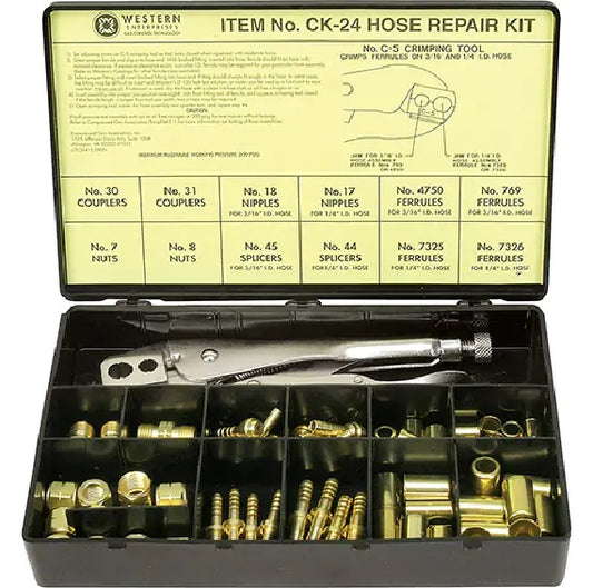 Western Enterprises CK-24 Other Hose Repair Kits, Fittings/Crimping Tool/Full Color Label/Description Chart, 0.5 Length, B-Size - PuriLite