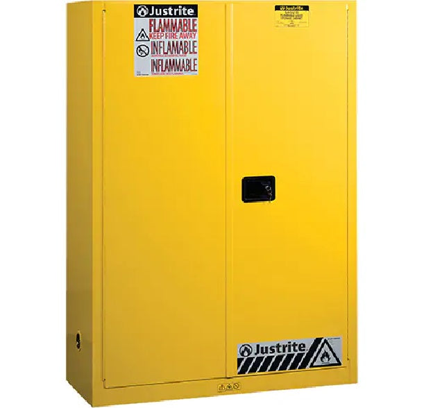 Justrite 894500 Sure-Grip EX Flammable Safety Cabinet, 2 Door, Manual Close, Dimensions (H x W x D): 65 x 43 x 18 inch (1651 x 1092 x 457 mm); 45 gal. (170L)