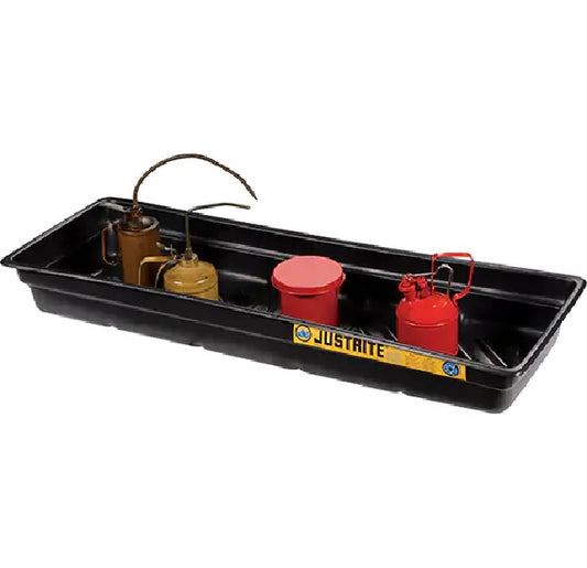 Justrite 28715 EcoPolyBlend Polyethylene Spill Tray, 46" Width x 5-1/2" Height x 16" Depth, Green - PuriLite