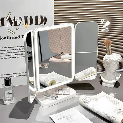 Purilite Select Dual Door 3-Fold Makeup Mirror – Touch Control Vanity Mirror with LED Lights – 360° Rotatable LED Makeup Mirror with 3 Light Modes