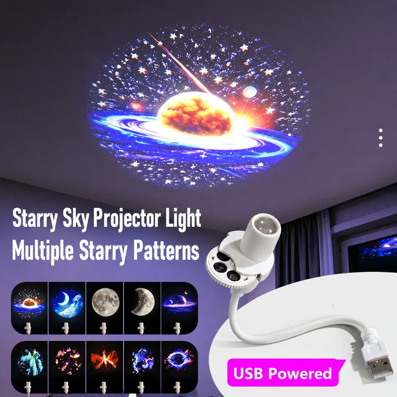 Purilite Select Star Projector Night Light USB Plug In 360 Degree Rotating Starry Sky Projection Lamp for Bedroom Room Decor and Parties