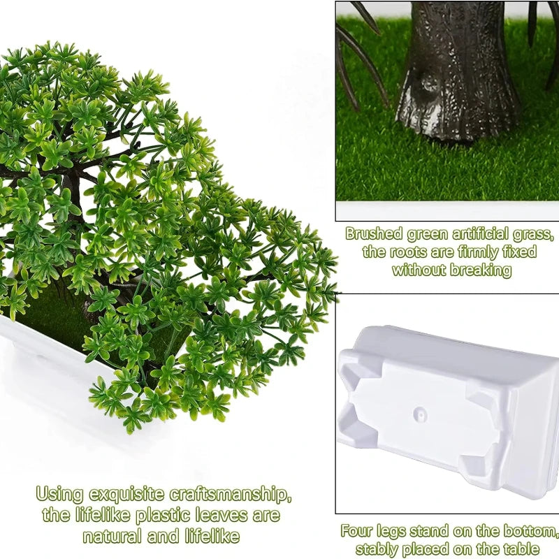 1Pcs Green Artificial Plants Bonsai Plastic Tree Fake Flower for Home Bedroom Decor Table Garden Decoration Outdoor Ornament - PuriLite
