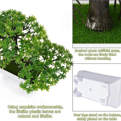 1Pcs Green Artificial Plants Bonsai Plastic Tree Fake Flower for Home Bedroom Decor Table Garden Decoration Outdoor Ornament - PuriLite