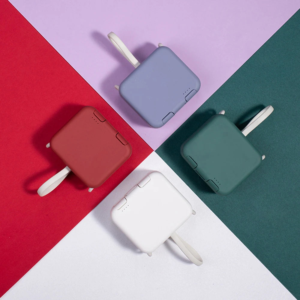 Purilite Select 4000mAh Mini Power Bank Portable Charger with Case Holder | Fast Charging External Battery with Built-in Cables - PuriLite