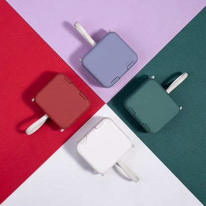 Purilite Select 4000mAh Mini Power Bank Portable Charger with Case Holder | Fast Charging External Battery with Built-in Cables - PuriLite