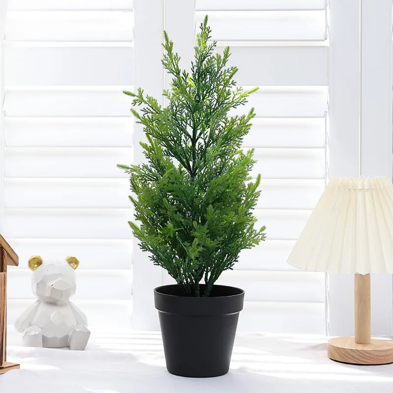 Purilite Select Simulated Pine Grass Potted Plant – Realistic Faux Green Desk Décor for Office Table, Living Room, Porch, Window and Home Garden Decoration - PuriLite