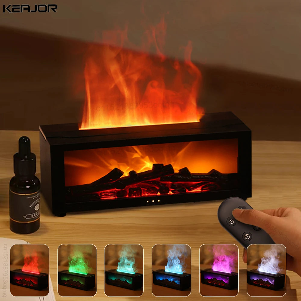 Purilite Select Flame Aroma Humidifier | Essential Oil Diffuser with RGB LED Light, Remote Control & Timer