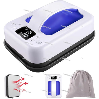 Pequeña máquina de prensado en caliente para transferencia de calefacción, mini prensa de calor portátil de fácil prensa de 7 × 4,8 pulgadas para bricolaje (azul) - PuriLite