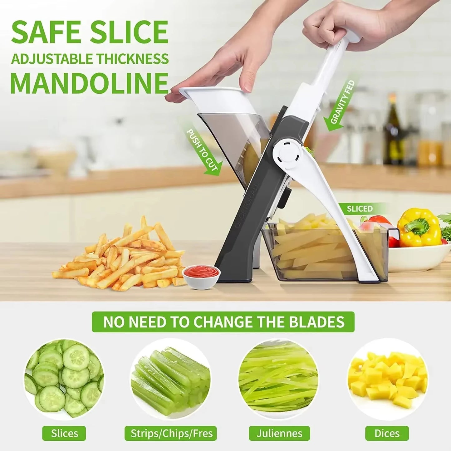 Purilite Select Multifunctional Vegetable Cutting Machine 5-in-1 Manual Food Chopper Slicer Dicer for Kitchen - PuriLite
