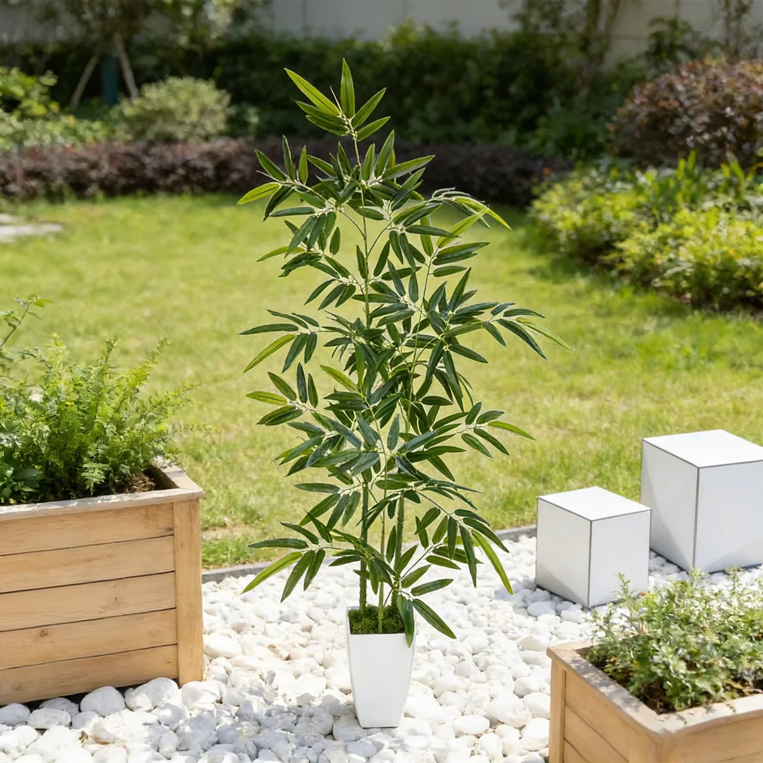 160/180CM Artificial Bamboo Potted Plant, Faux Greenery for Modern  Style Living Room Window Landscape 、Outdoor Decor - PuriLite