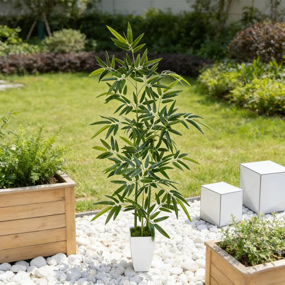 160/180CM Artificial Bamboo Potted Plant, Faux Greenery for Modern  Style Living Room Window Landscape 、Outdoor Decor - PuriLite