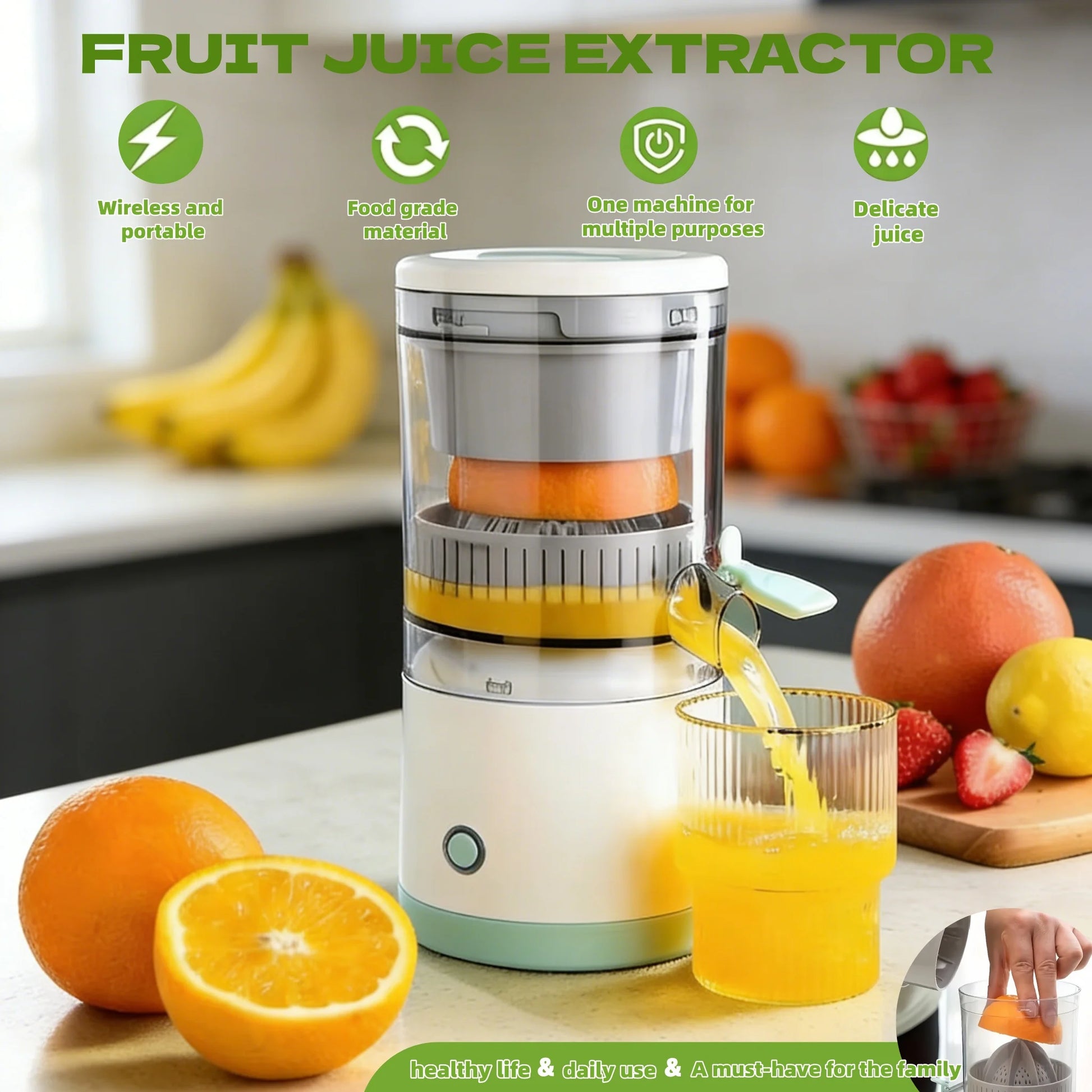 Purilite Select | Electric Portable Home Juicer | Fruit Juice Extractor | USB Rechargeable Citrus Squeezer | High Juice Output - PuriLite