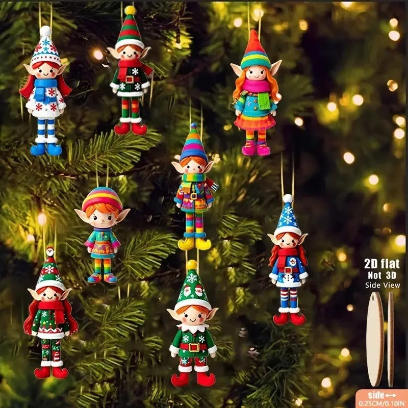 Purilite Select 8pcs Christmas Wooden Elf Ornaments – Festive Hanging Decorations for Tree, Home & Holiday Gifts 2026
