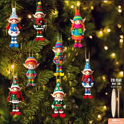 Purilite Select 8pcs Christmas Wooden Elf Ornaments – Festive Hanging Decorations for Tree, Home & Holiday Gifts 2026