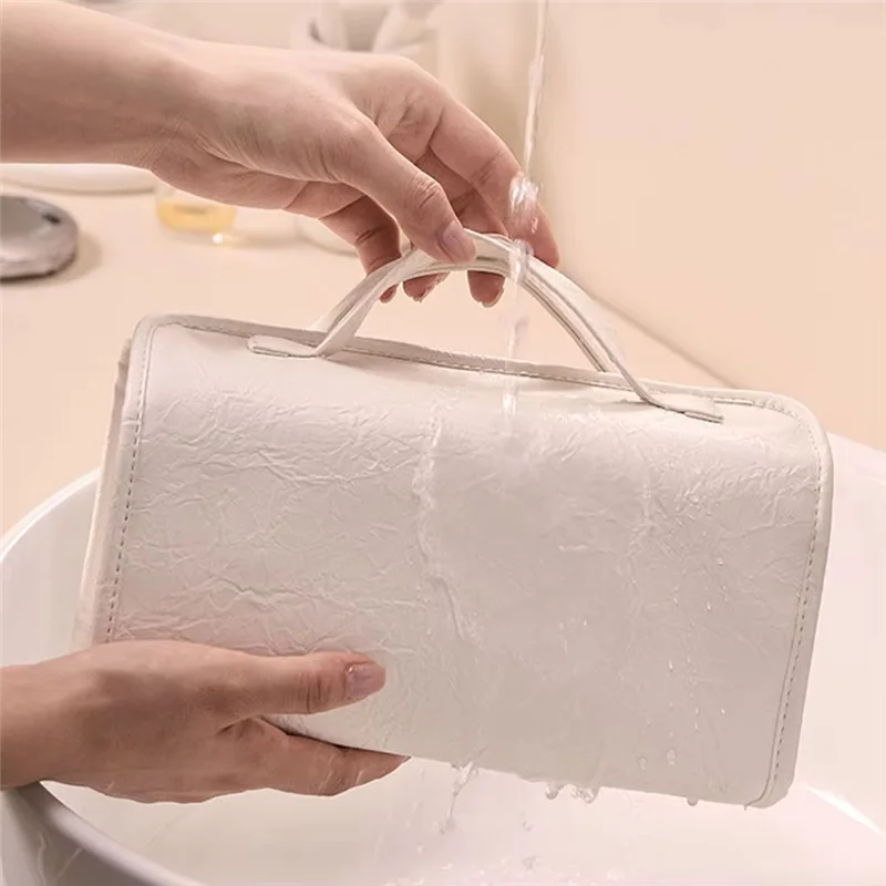 Purilite Select Premium PU Leather Travel Toiletry Bag – Hanging Makeup Organizer with Detachable Compartments – 4-in-1 Travel Makeup Bag