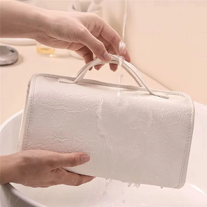 Purilite Select Premium PU Leather Travel Toiletry Bag – Hanging Makeup Organizer with Detachable Compartments – 4-in-1 Travel Makeup Bag