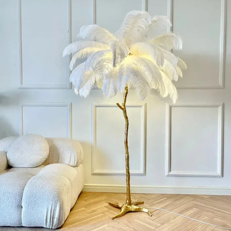 Purilite Select Nordic Feather Floor Lamp – Modern Luxury Ostrich Feather LED Floor Light, Elegant Ambient Lighting for Living Room, Bedroom, and Home Décor - PuriLite