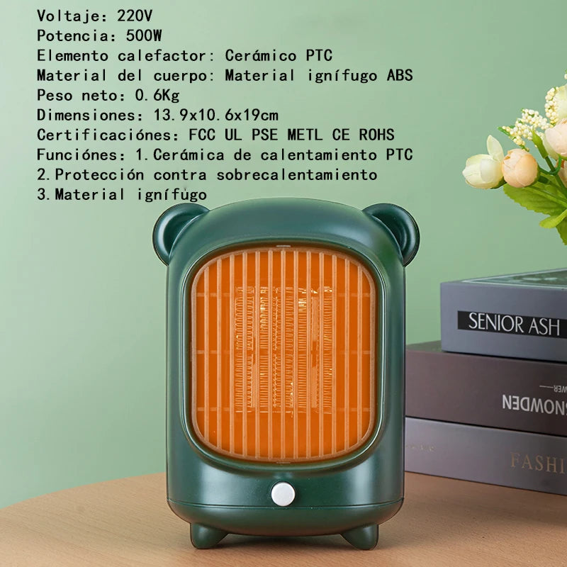 ATWFS Electric Heater for Home Desktop 500W/220V Small PTC Heater Fast Heat Room Heater Warmer Heating Silent Electric Heater