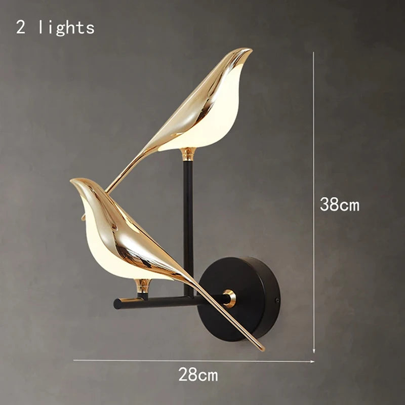 Purilite Select Nordic Golden Bird LED Light – Nordic Bird Wall Light – Modern Metal Bird Shaped Wall Lamp for Bedroom, Living Room, Bar & Bedside