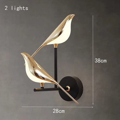 Purilite Select Nordic Golden Bird LED Light – Nordic Bird Wall Light – Modern Metal Bird Shaped Wall Lamp for Bedroom, Living Room, Bar & Bedside