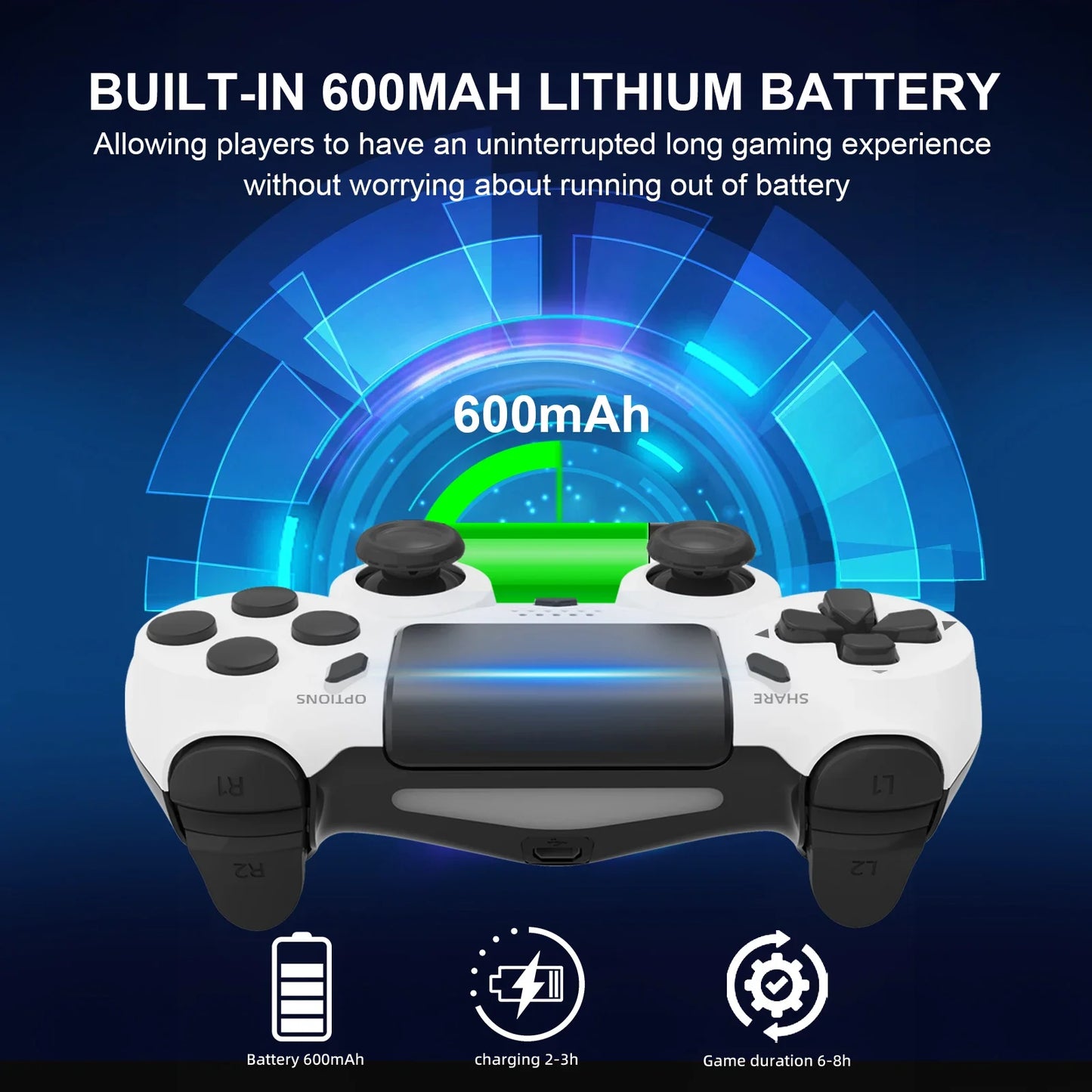 Purilite Select P412 Wireless Gamepad  6‑Axis Gyro, Dual Vibration & Touchpad Controller for PS4 / PS3 / PC