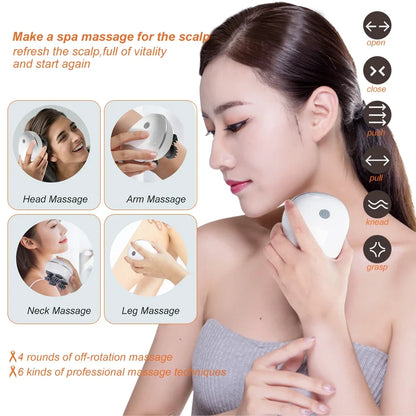 Infrared Scalp Massager with 4 Kneading Massage Heads Head Body Massager for Hair Growth Stress Relax Red Light Nourishes Hair