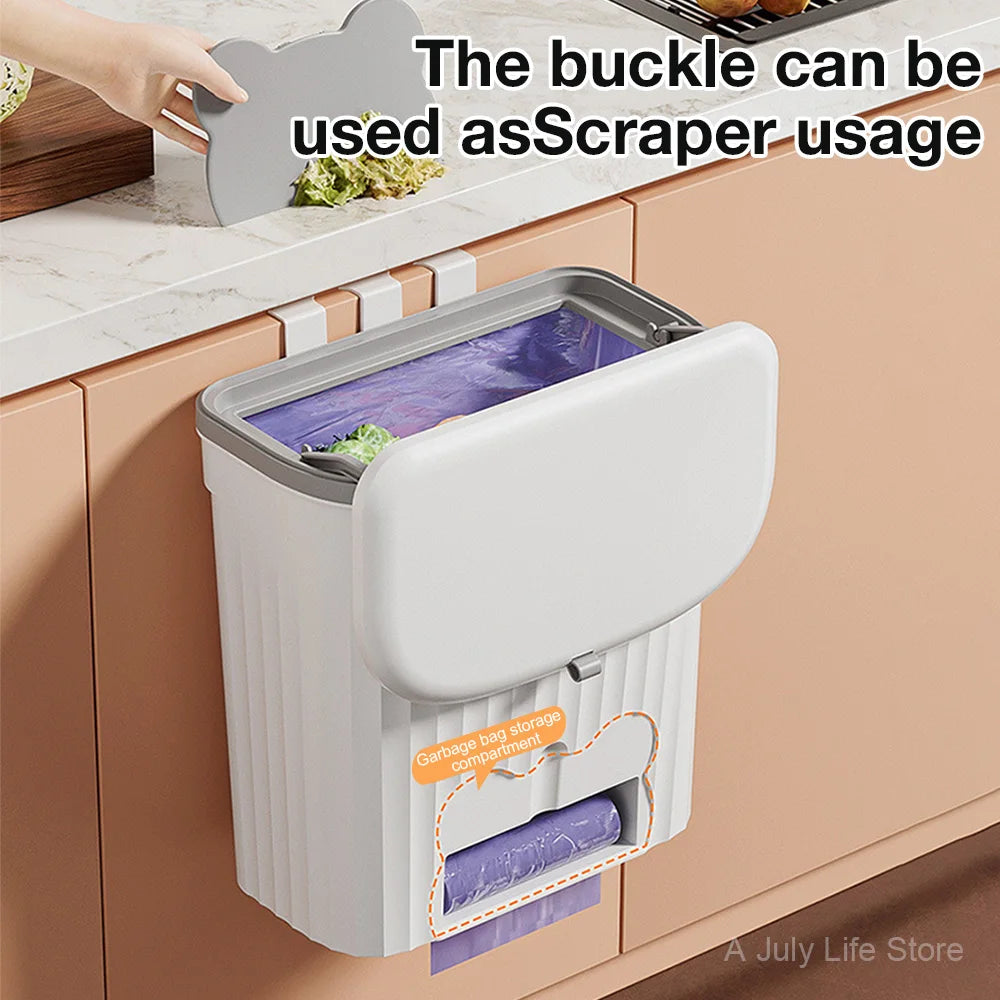 Purilite Select Wall Mounted Kitchen Trash Can with Lid - 8.5L/12L Under Sink Wastebasket for Bathroom and Cabinet Use