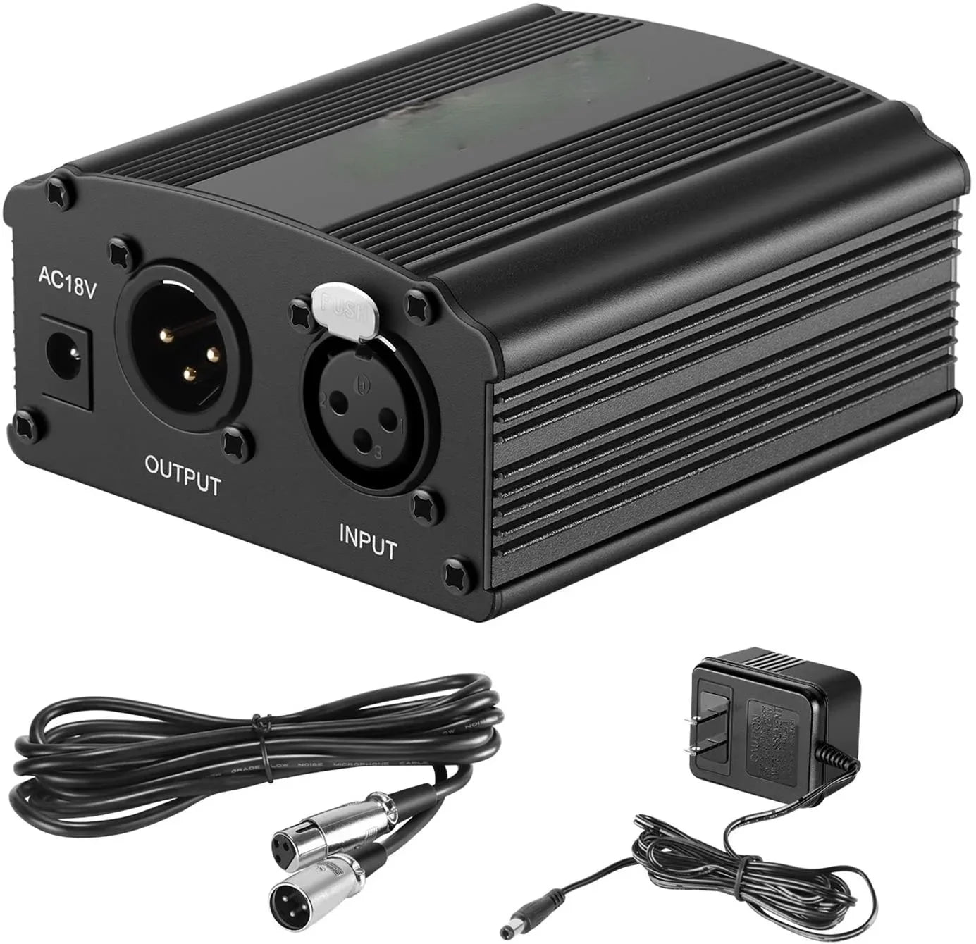 Purilite Select | 48V Phantom Power Supply with Adapter + XLR 3-Pin Microphone Cable | For Any Condenser Microphone | Recording Equipment