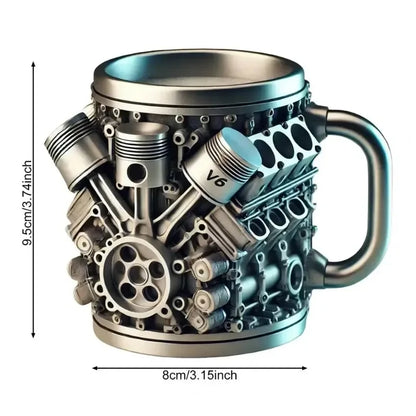 Purilite Select – Handmade V8 Engine-Themed Mug (Resin, Large Capacity, 301–400ml)