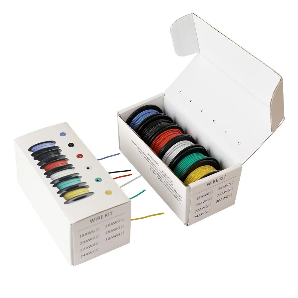 Purilite Select Silicone Insulated Stranded Wire Kit 6-Color Flexible Electrical Hook-Up Wire Set