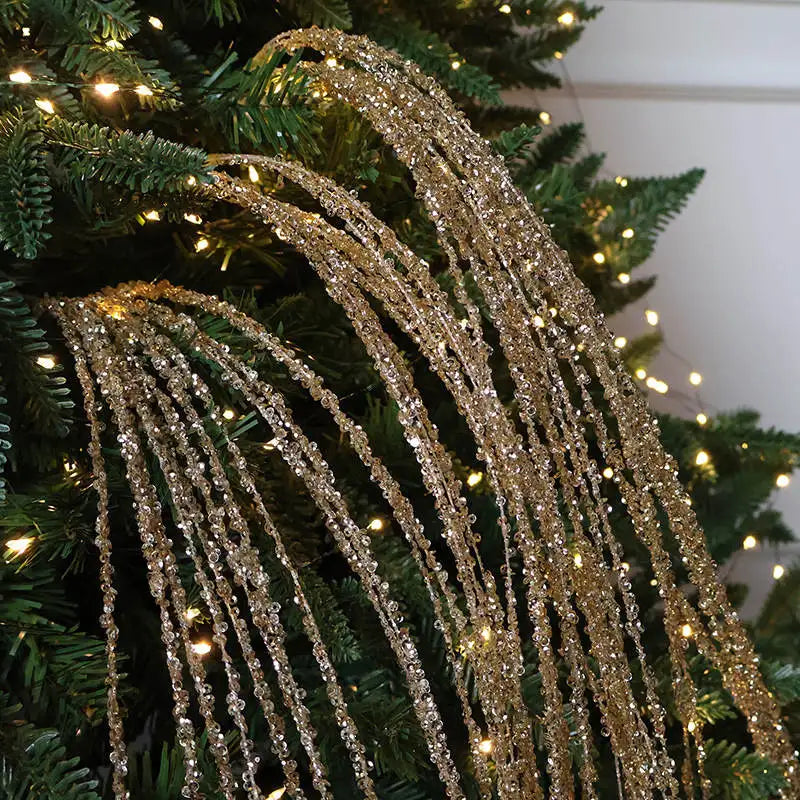 Purilite Select Sequin Glitter Christmas Party Branch Sticks – Elegant White Tassel Wheat Ears for Holiday Décor & Xmas Tree Ornaments