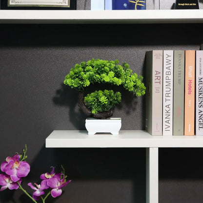Purilite Select Small Artificial Potted Bonsai Plant – Realistic Mini Greenery Desk Décor for Home, Office, Bathroom, Bookshelf and Indoor Decoration - PuriLite