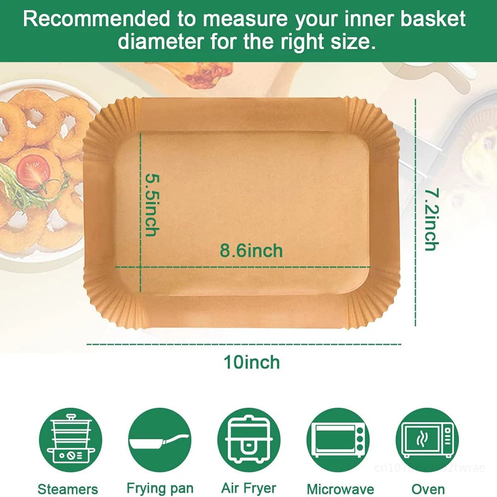 Air Fryer Liners Disposable for Ninja Airfryer 8.7x5.5" Rectangle Parchment Paper for Air Fryer Dual Basket Ninja DZ201 DZ401 - PuriLite