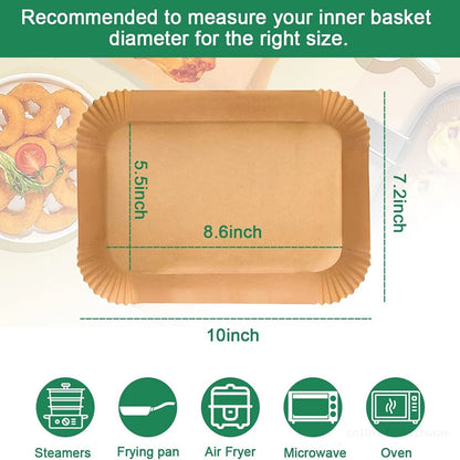 Air Fryer Liners Disposable for Ninja Airfryer 8.7x5.5" Rectangle Parchment Paper for Air Fryer Dual Basket Ninja DZ201 DZ401 - PuriLite